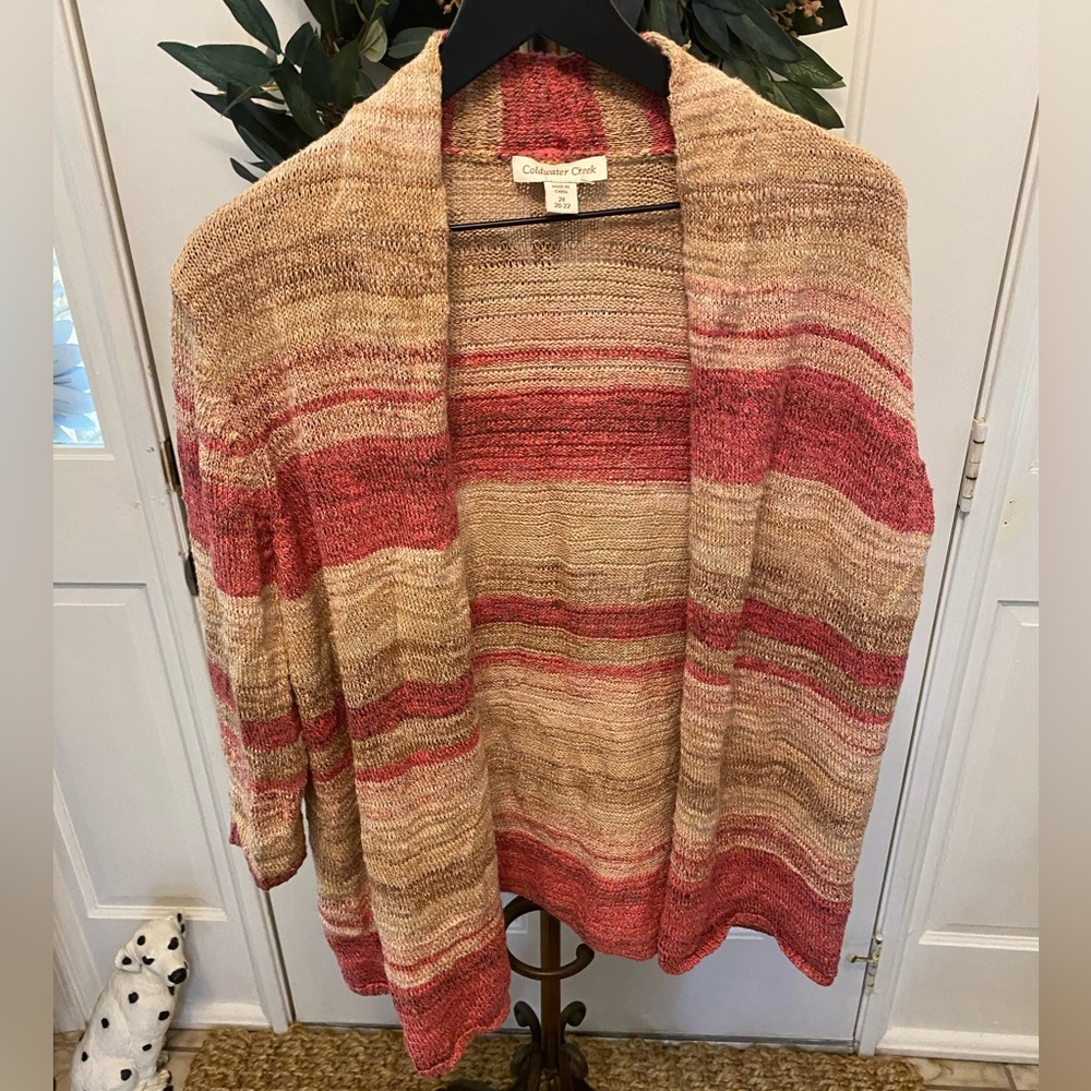 NWOT Coldwater Creek Stripe Open Front Cardigan Sweater 2X 20 22